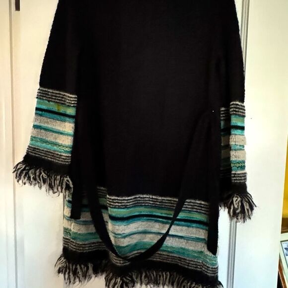 Vintage M Missoni black lightweight sweater cardigan with teal accents US 2 - Picture 4 of 16